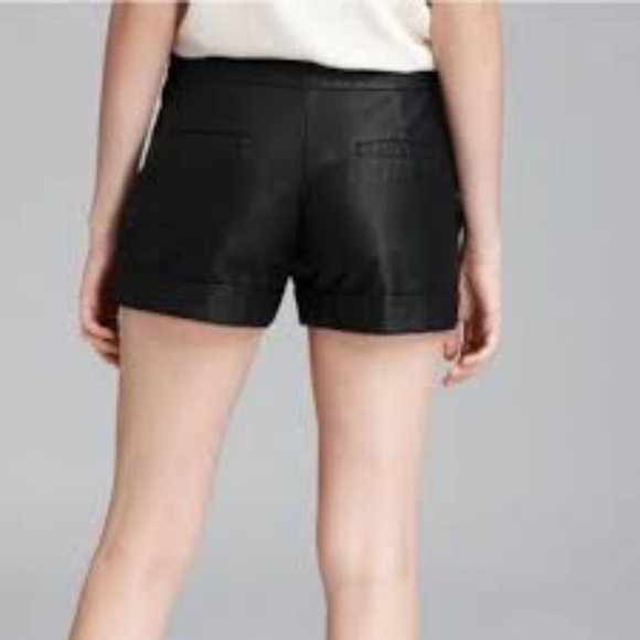 French Connection Cult Connection Cuffed Faux Leather Shorts Black - Picture 4 of 8